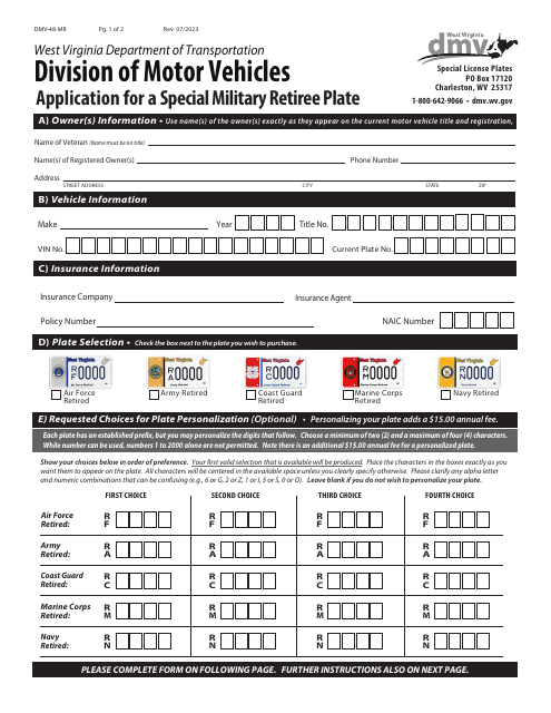 Form DMV-48-MR  Printable Pdf
