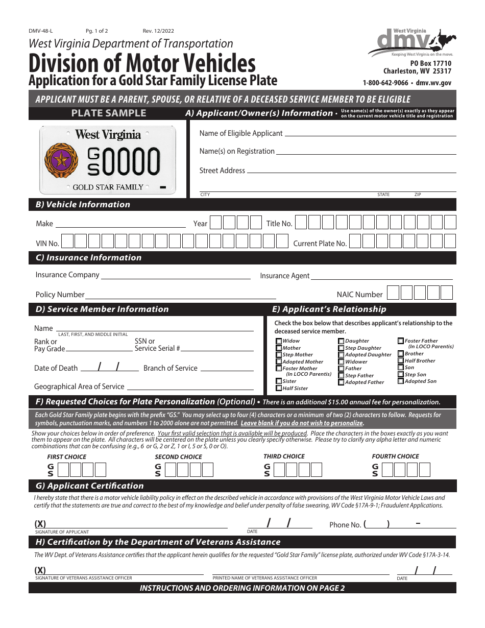 Form DMV-48-L - Fill Out, Sign Online and Download Fillable PDF, West ...