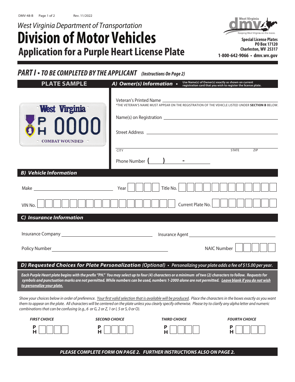 Form DMV-48-B - Fill Out, Sign Online and Download Fillable PDF, West ...