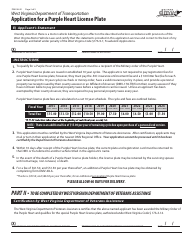 Form DMV-48-B Application for a Purple Heart License Plate - West Virginia, Page 2