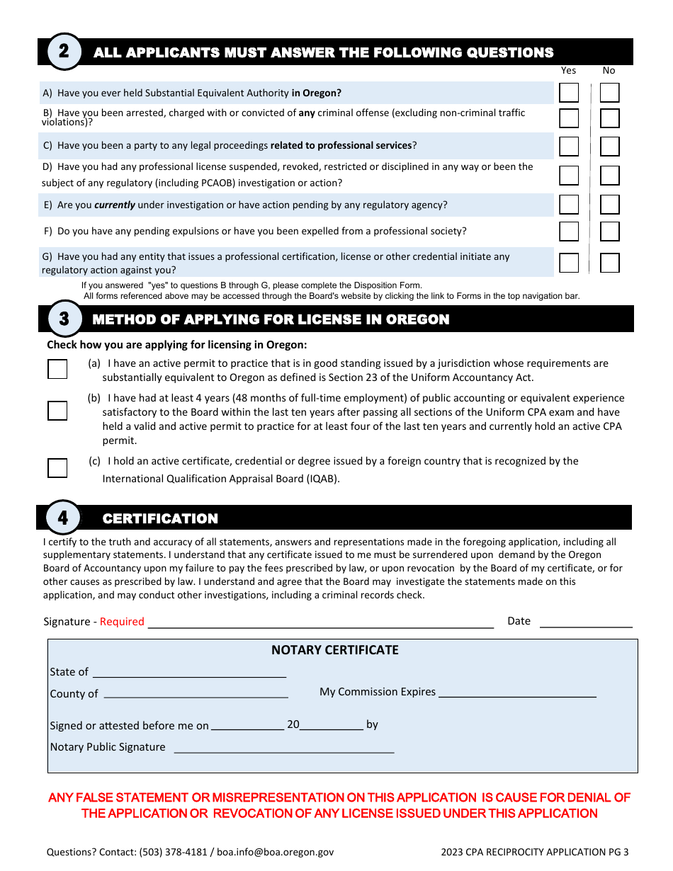 CPA Reciprocity Application - Oregon, Page 4