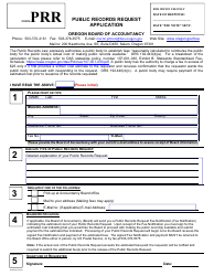 Document preview: Form PRR Public Records Request Application - Oregon