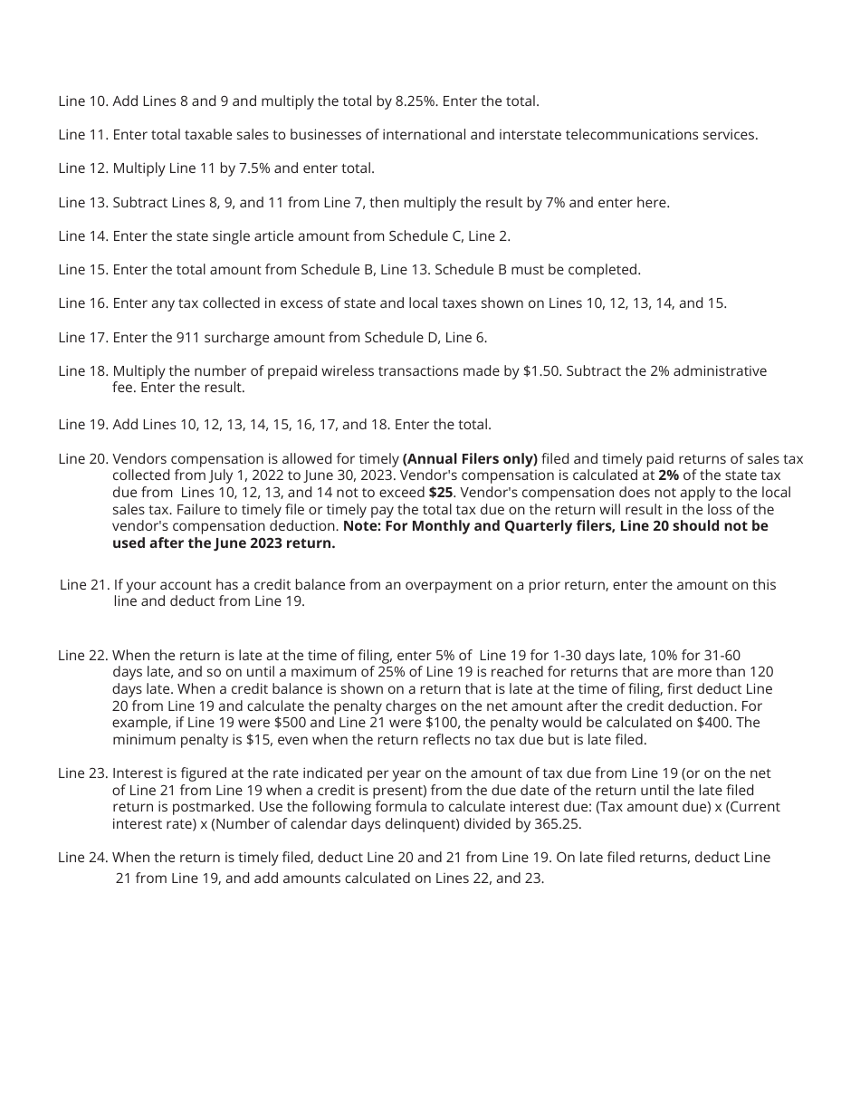 Form SLS458 (RV-R0010701) Tv Programming and Telecommunications Sales and Use Tax Return - Tennessee, Page 4