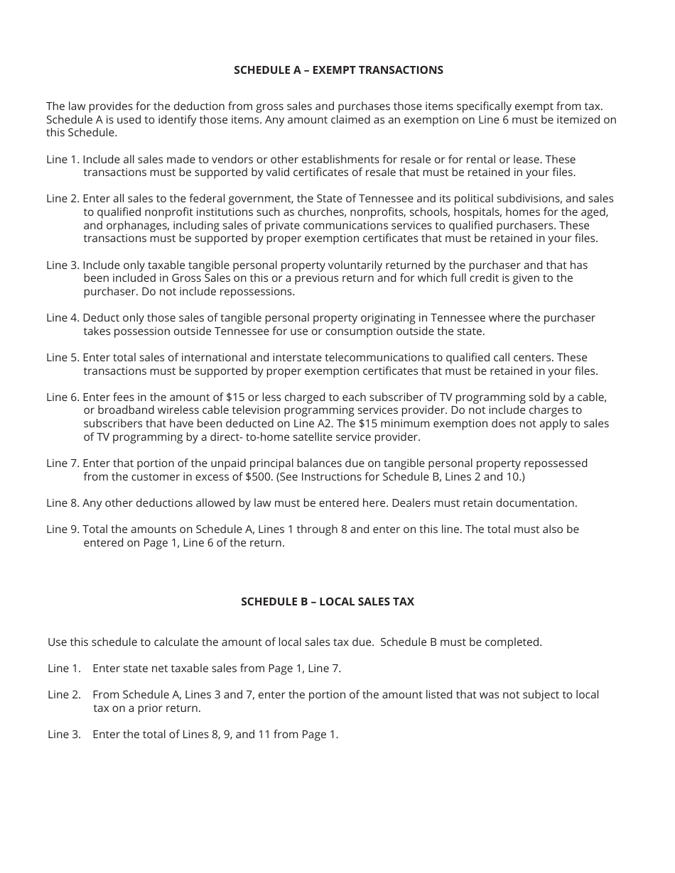 Form SLS458 (RV-R0010701) Tv Programming and Telecommunications Sales and Use Tax Return - Tennessee, Page 5