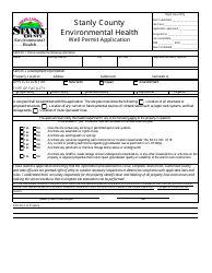 Document preview: Well Permit Application - Stanly County, North Carolina