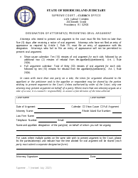 Document preview: Form Supreme-1 Designation of Attorney(S) Presenting Oral Argument - Rhode Island