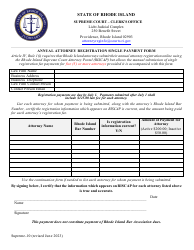 Form Supreme-10 Annual Attorney Registration Single Payment Form - Rhode Island