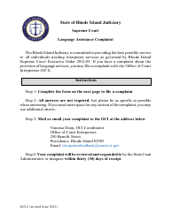 Form OCI-3 Language Assistance Complaint - Rhode Island