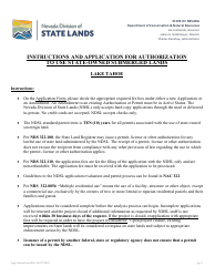 Document preview: Application for Authorization to Use State-Owned Submerged Lands at Lake Tahoe - Nevada