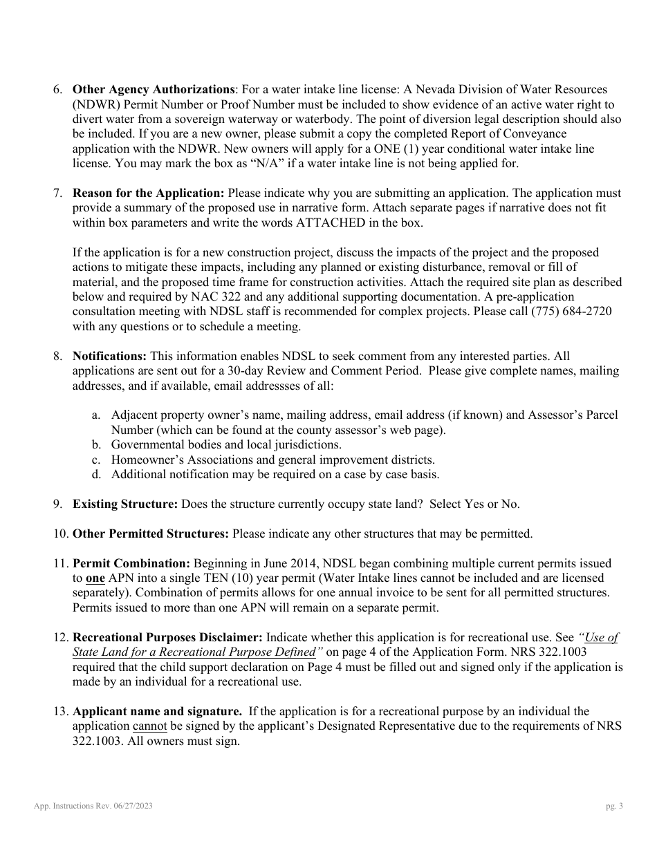 Application for Authorization to Use State-Owned Submerged Lands at Lake Tahoe - Nevada, Page 3