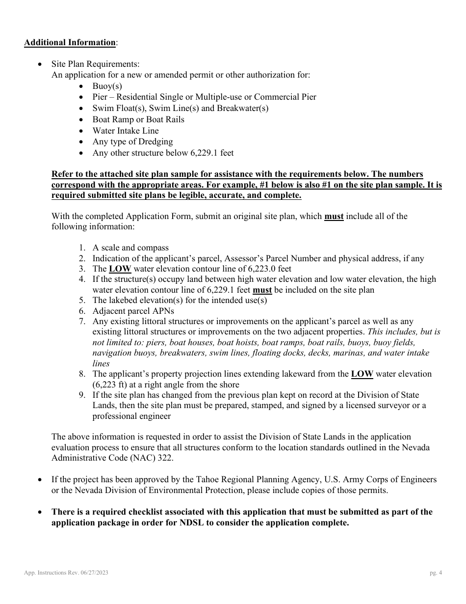 Application for Authorization to Use State-Owned Submerged Lands at Lake Tahoe - Nevada, Page 4
