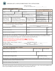 Form 250-041 Oregon Lost or Replacement Boat Title Application - Oregon