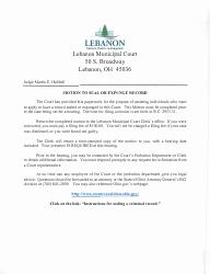 Document preview: Motion to Seal or Expunge Record - City of Lebanon, Ohio