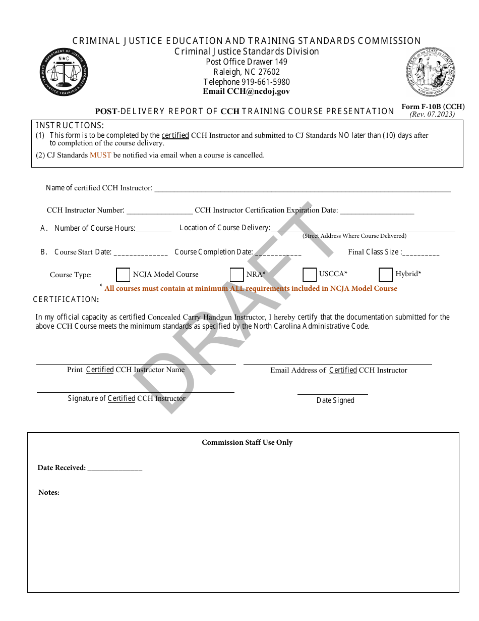 Form F 10b Cch Fill Out Sign Online And Download Fillable Pdf North Carolina Templateroller 7639