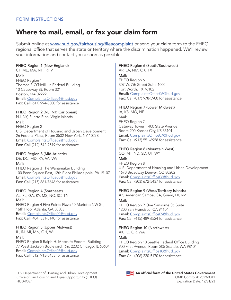 Form HUD-903.1 Housing Discrimination Report, Page 6