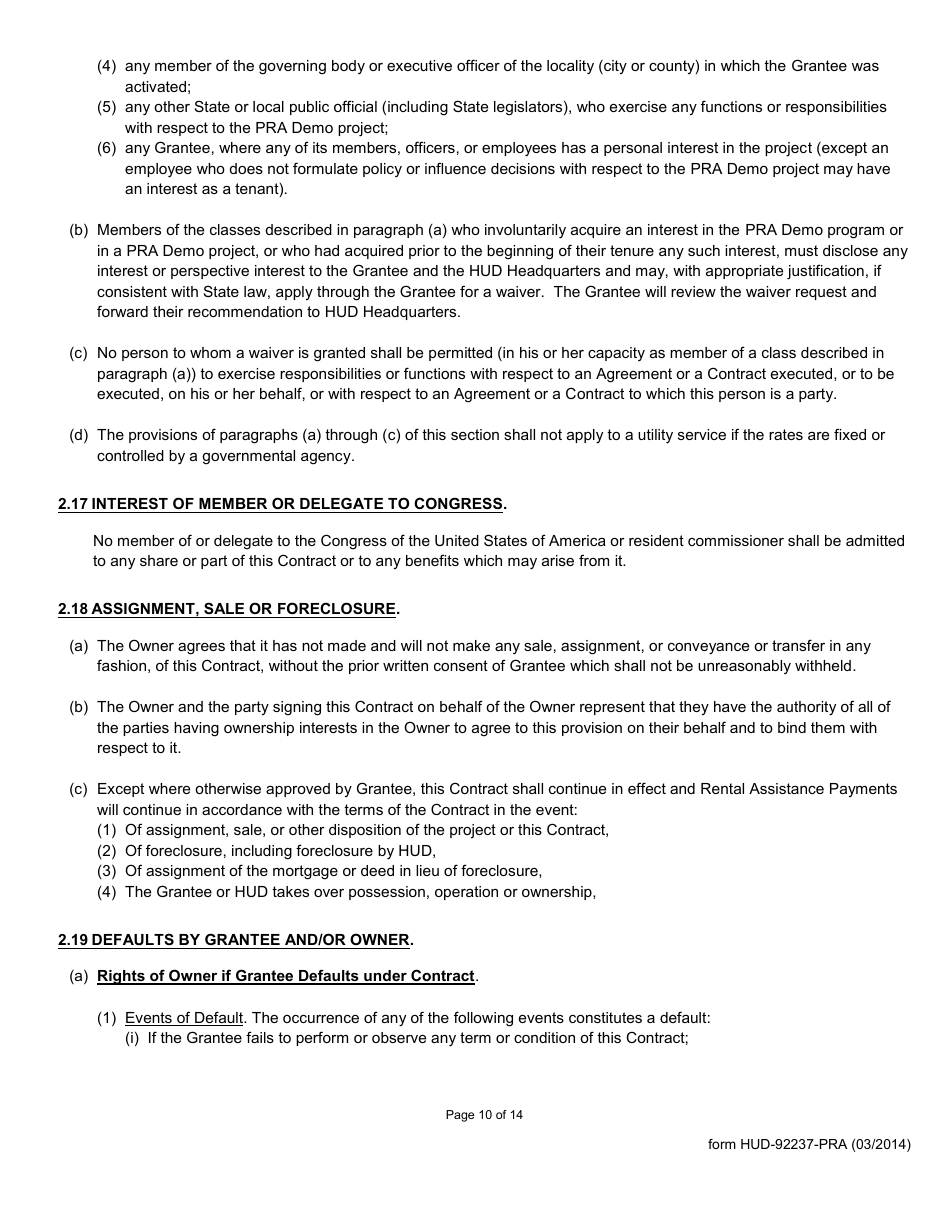 Form HUD-92237-PRA Exhibit 9 Part II of the Rental Assistance Contract, Page 10