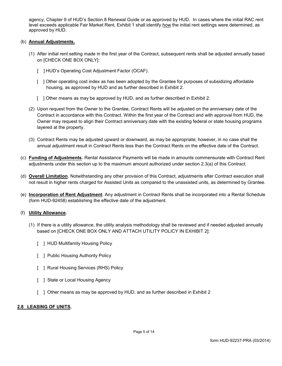Form HUD-92237-PRA Exhibit 9 Part II of the Rental Assistance Contract, Page 5