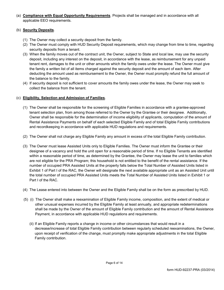 Form HUD-92237-PRA Exhibit 9 Part II of the Rental Assistance Contract, Page 6