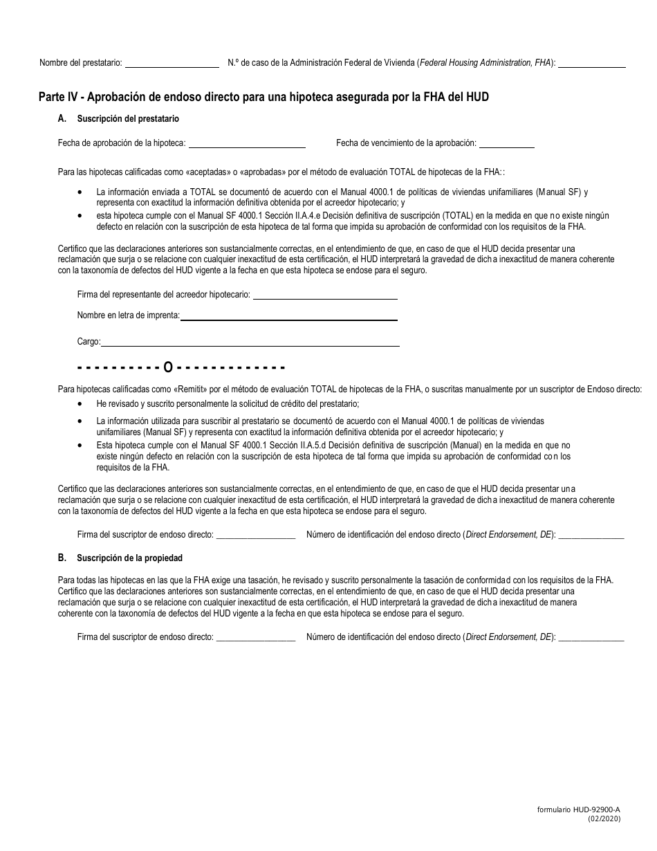 Formulario HUD-92900-A Adenda Del Hud a La Solicitud De Prestamos Residencial Uniforme (Spanish), Page 3