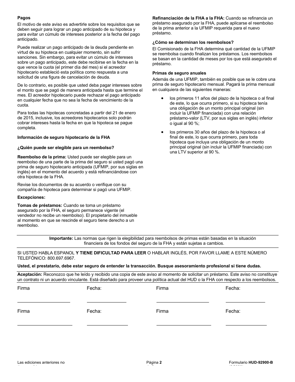 Formulario HUD-92900-B - Fill Out, Sign Online and Download Fillable ...