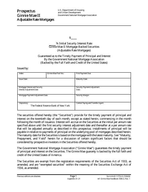 Form HUD-11772-II Prospectus Ginnie Mae II Adjustable Rate Mortgages
