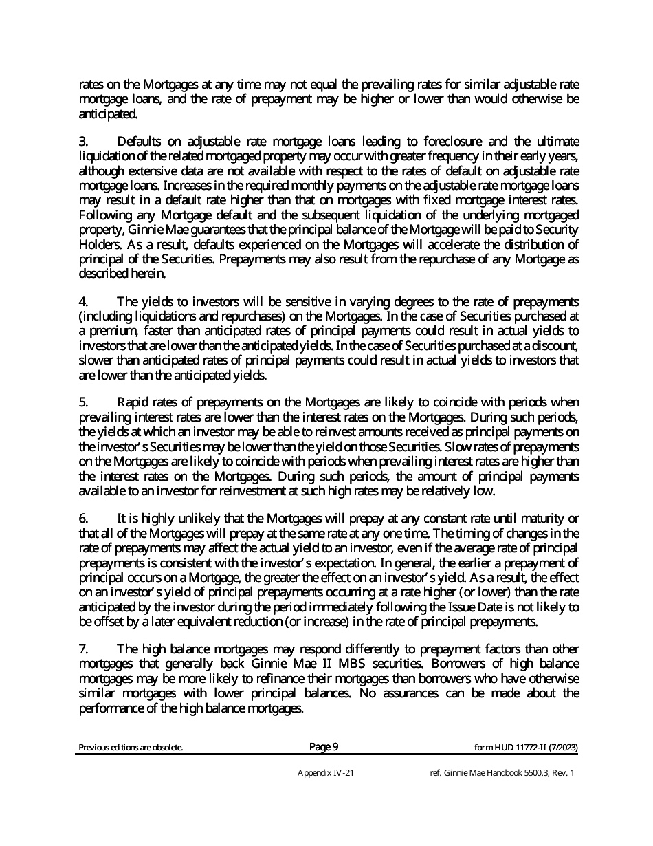 Form HUD-11772-II Prospectus Ginnie Mae II Adjustable Rate Mortgages, Page 10