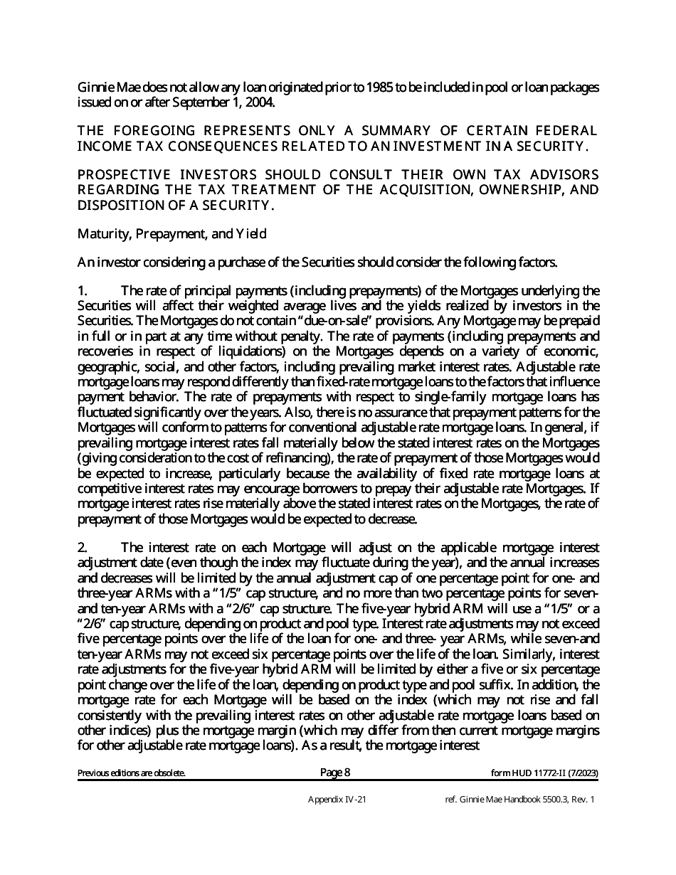 Form HUD-11772-II Prospectus Ginnie Mae II Adjustable Rate Mortgages, Page 9