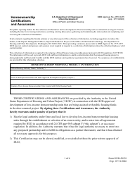 Document preview: Form HUD-50158 Homeownership Certifications and Assurances