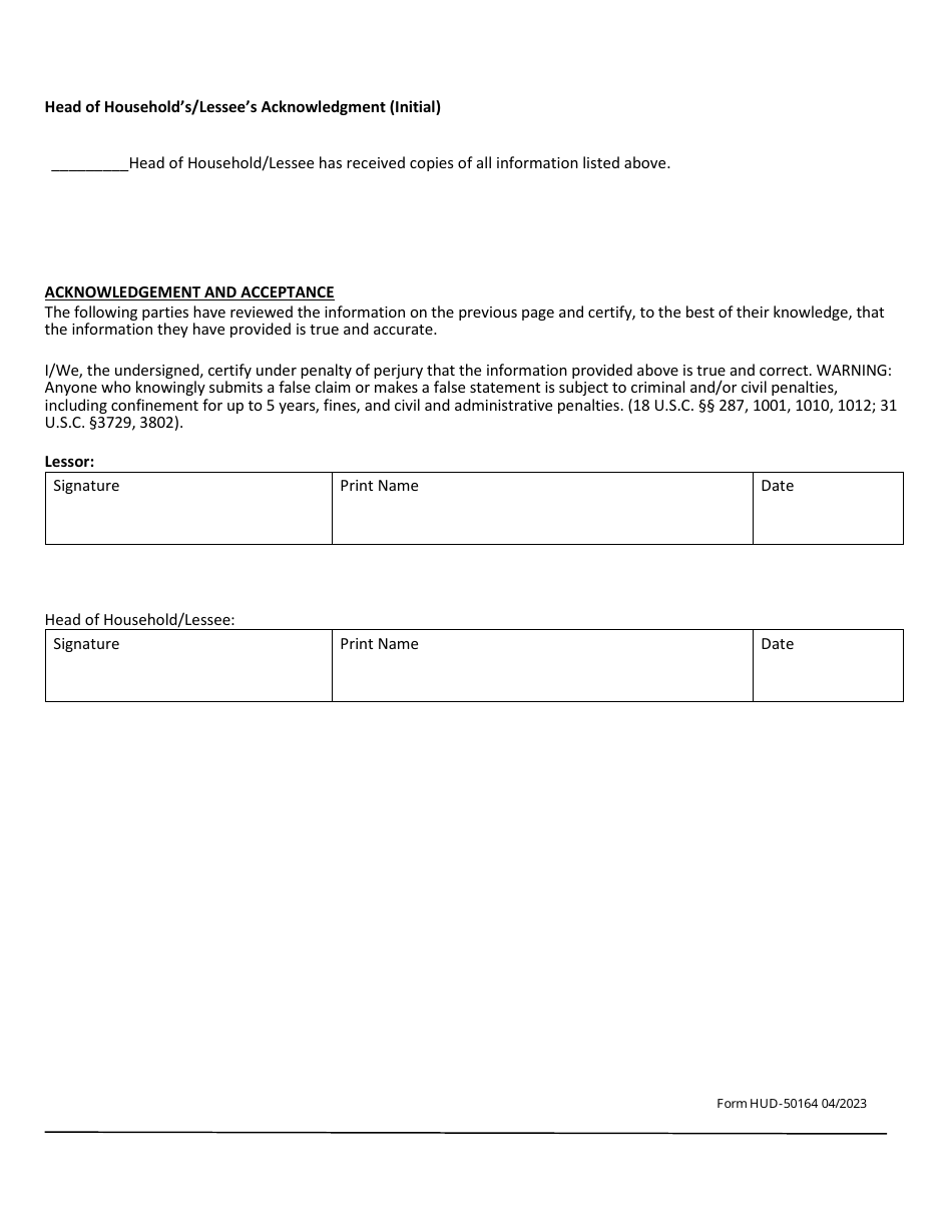 Form HUD-50164 Unexploded Ordnance Hazards Disclosure - Waikoloa Maneuver Area (Wma), Page 2