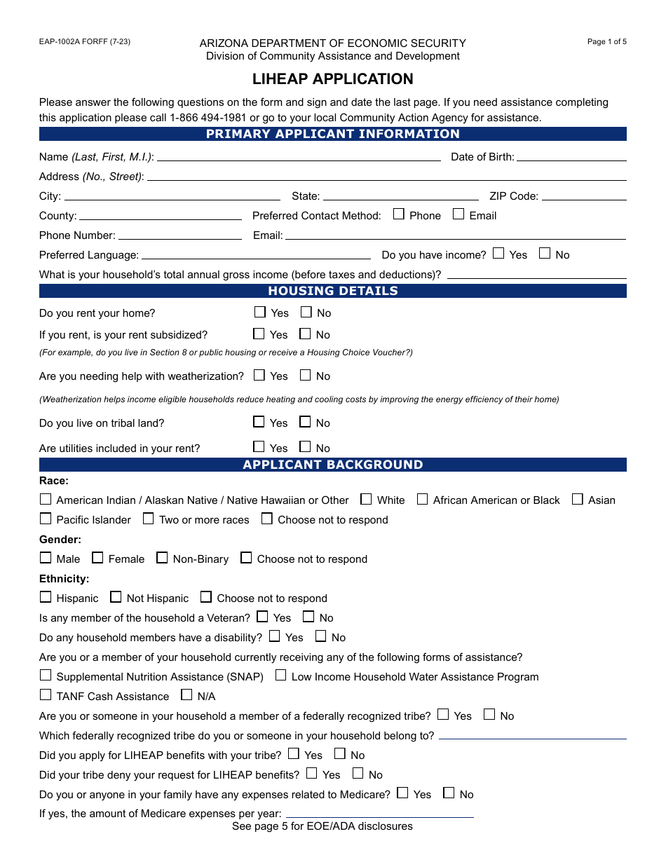 Form Eap 1002a Fill Out Sign Online And Download Fillable Pdf Arizona Templateroller 8257