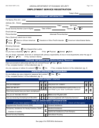 Document preview: Form ESA-1306A Employment Service Registration - Arizona