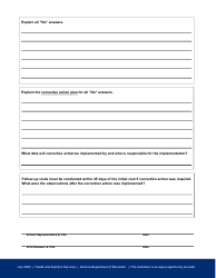 Afterschool Care Snack Program Site Review Form - Arizona, Page 2