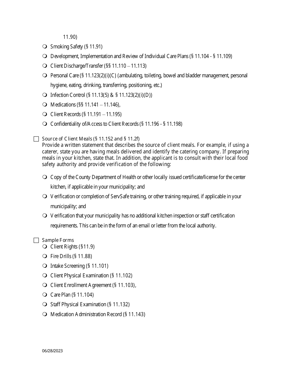 Initial Application Checklist for Older Adult Daily Living Center Licensure - Pennsylvania, Page 4