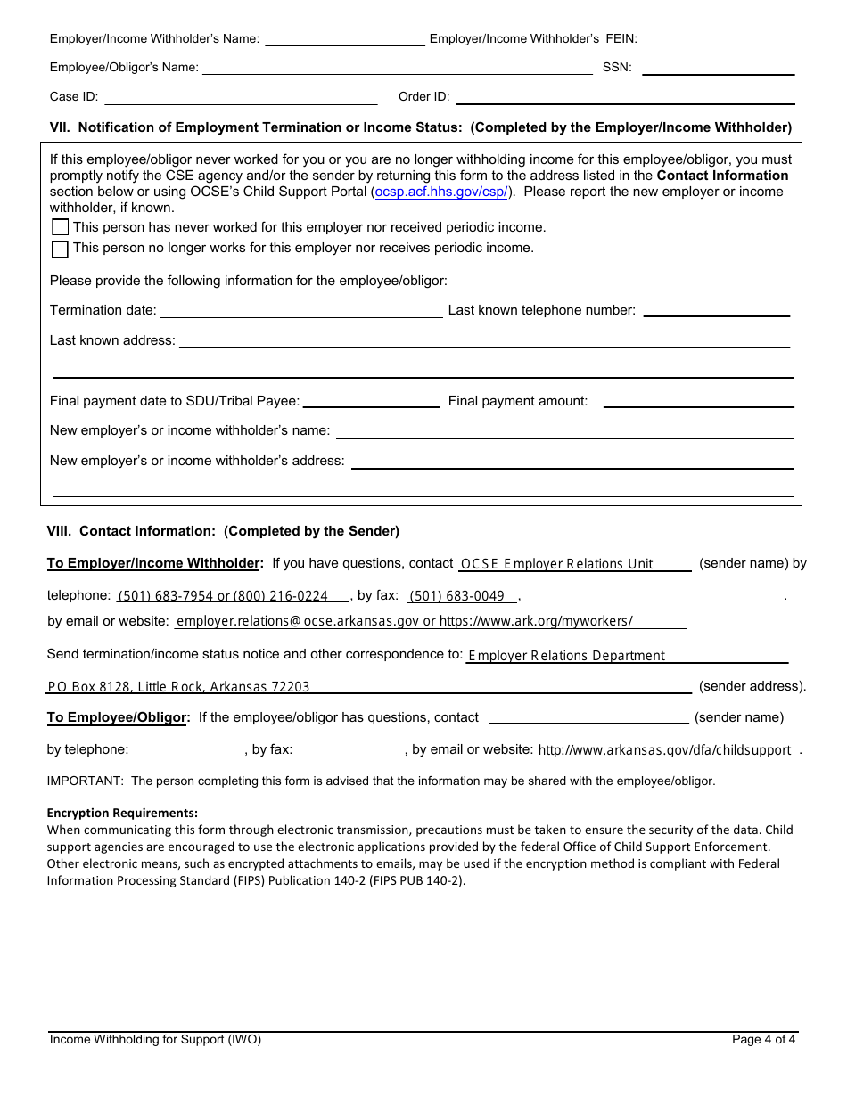 Income Withholding for Support - Arkansas, Page 4
