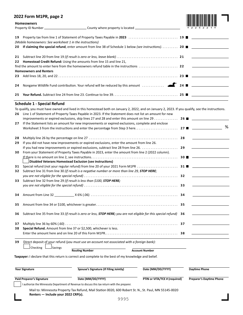 Form M1PR Download Fillable PDF or Fill Online Homestead Credit Refund ...