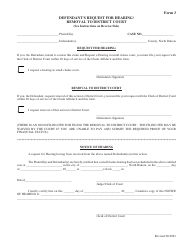 Form 3 Defendant&#039;s Request for Hearing/Removal to District Court - North Dakota