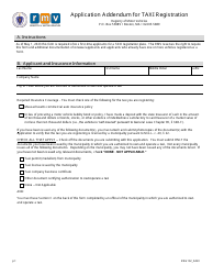 Form REG132 Application Addendum for Taxi Registration - Massachusetts