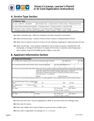 Document preview: Instructions for Form LIC100 Driver's License, Learner's Permit or Id Card Application - Massachusetts