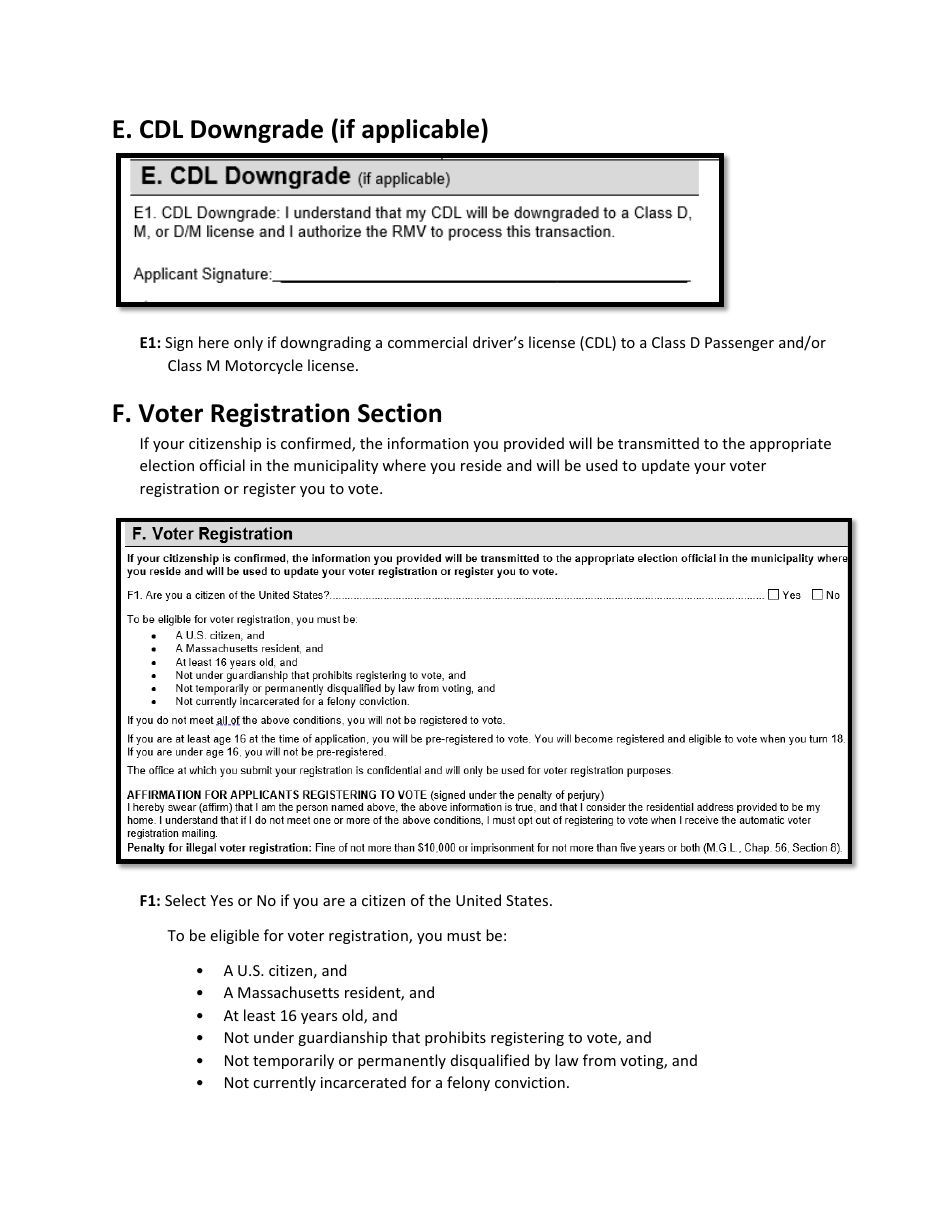 Instructions for Form LIC100 Drivers License, Learners Permit or Id Card Application - Massachusetts, Page 4