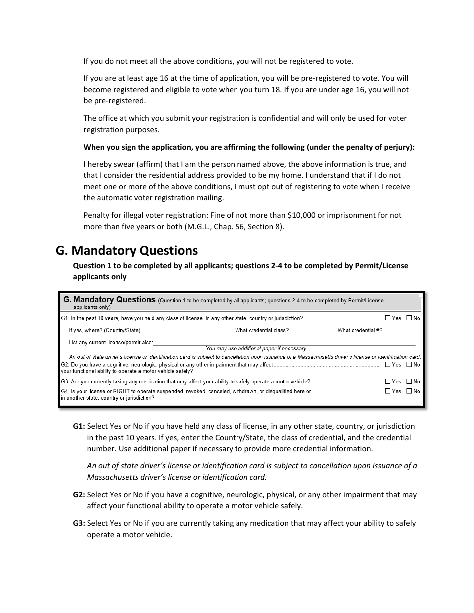 Instructions for Form LIC100 Drivers License, Learners Permit or Id Card Application - Massachusetts, Page 5