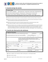 Instrucciones para Formulario LIC100 Driver&#039;s License, Learner&#039;s Permit or Id Card Application - Massachusetts (Spanish)