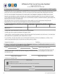 Document preview: Form LIC119 Affidavit of No Social Security Number - Massachusetts (English/Portuguese)