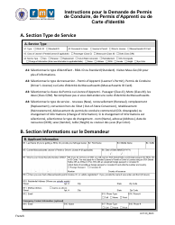 Instructions for Form LIC100 Driver&#039;s License, Learner&#039;s Permit or Id Card Application - Massachusetts (French)
