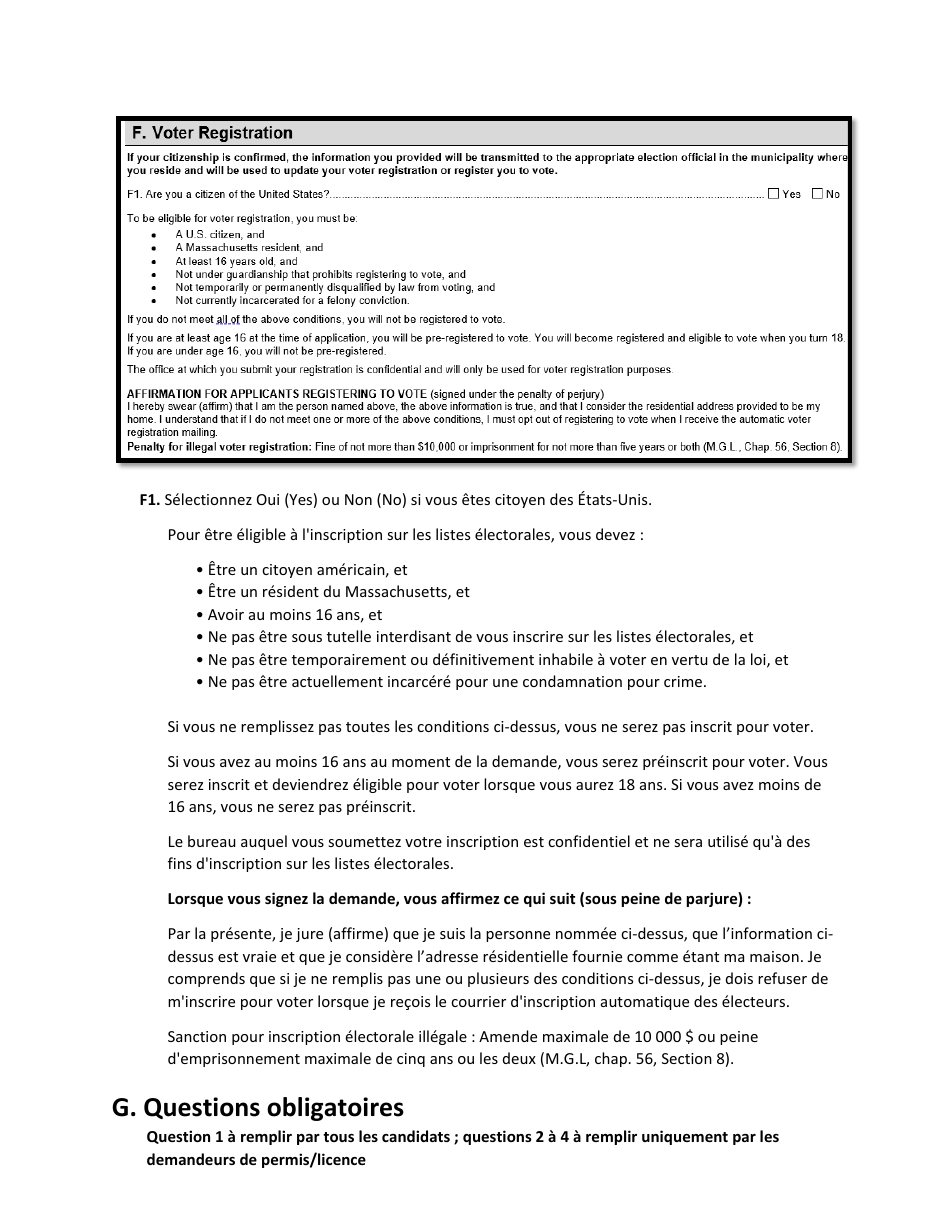 Instructions for Form LIC100 Drivers License, Learners Permit or Id Card Application - Massachusetts (French), Page 5