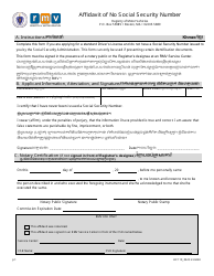 Document preview: Form LIC119 Affidavit of No Social Security Number - Massachusetts (English/Khmer)
