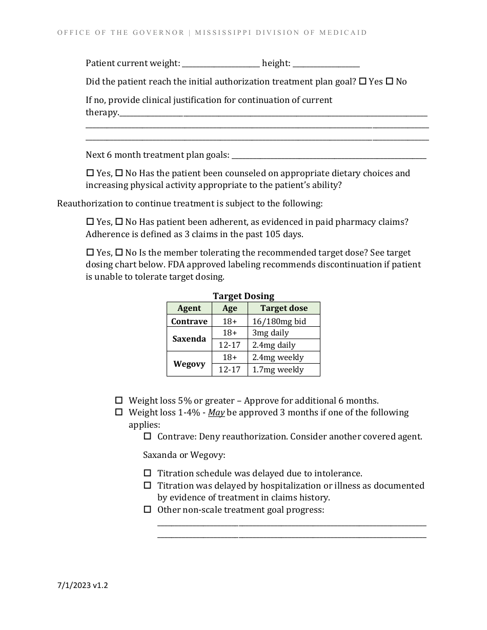 Prior Authorization Form - Anti-obesity Select Agents - Mississippi, Page 6