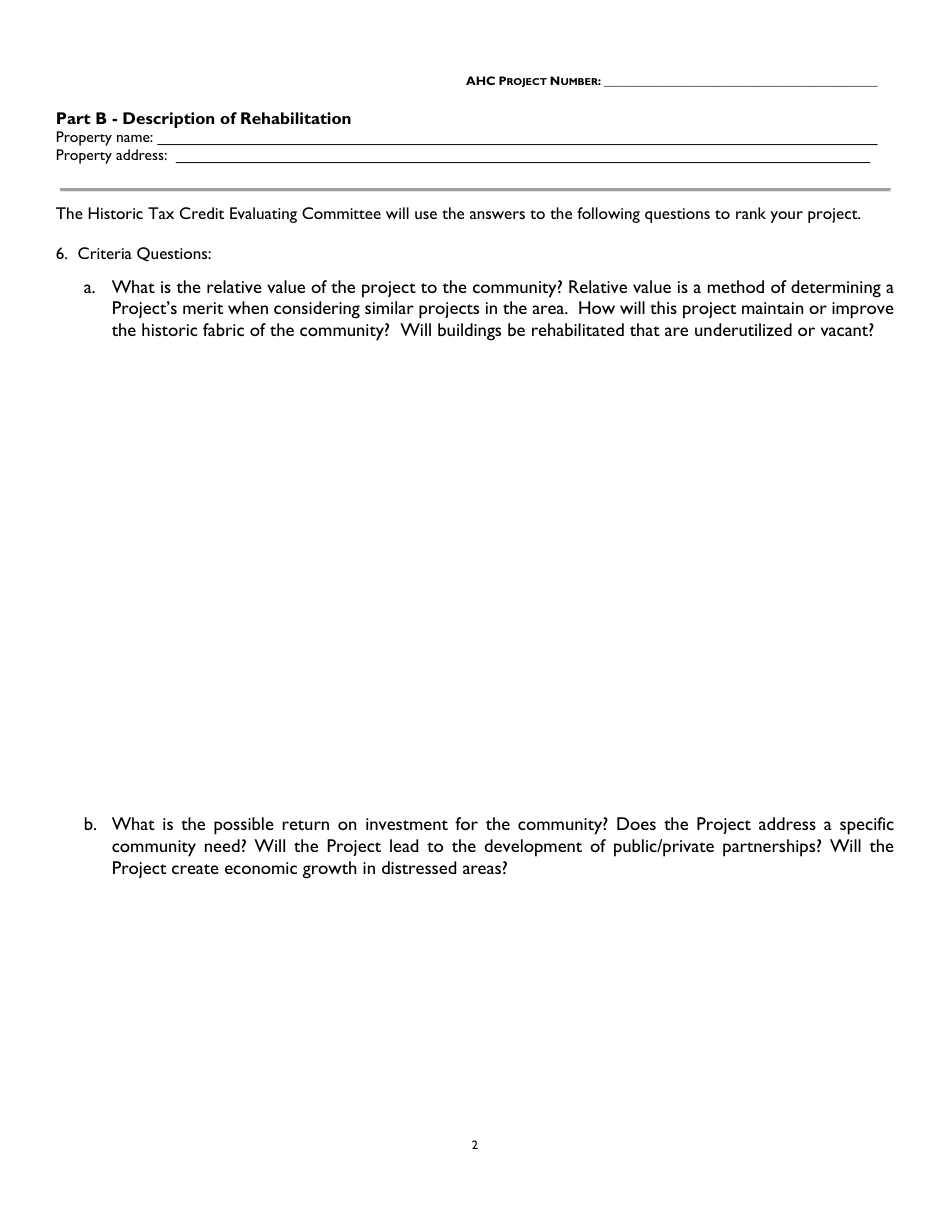 Part B Description of Rehabilitation - Alabama Historic Rehabilitation Tax Credit Program - Alabama, Page 2