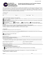 Document preview: Part B Description of Rehabilitation - Alabama Historic Rehabilitation Tax Credit Program - Alabama