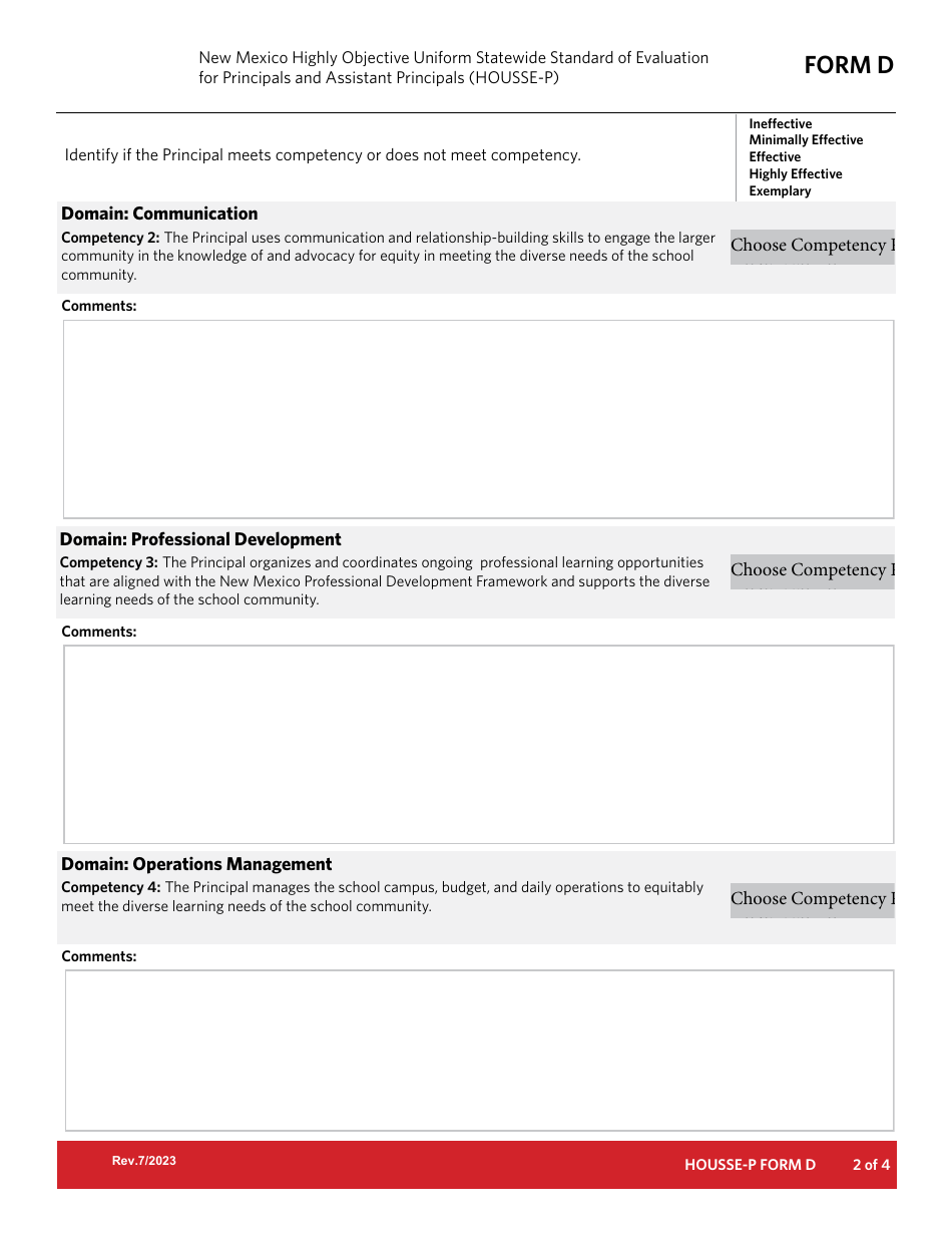 Form D New Mexico Principal Summative Evaluation - New Mexico, Page 2