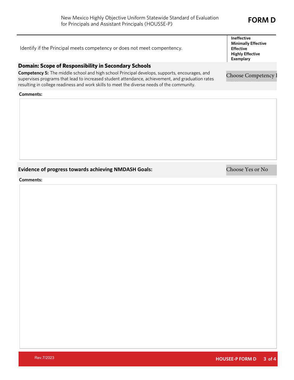 Form D New Mexico Principal Summative Evaluation - New Mexico, Page 3